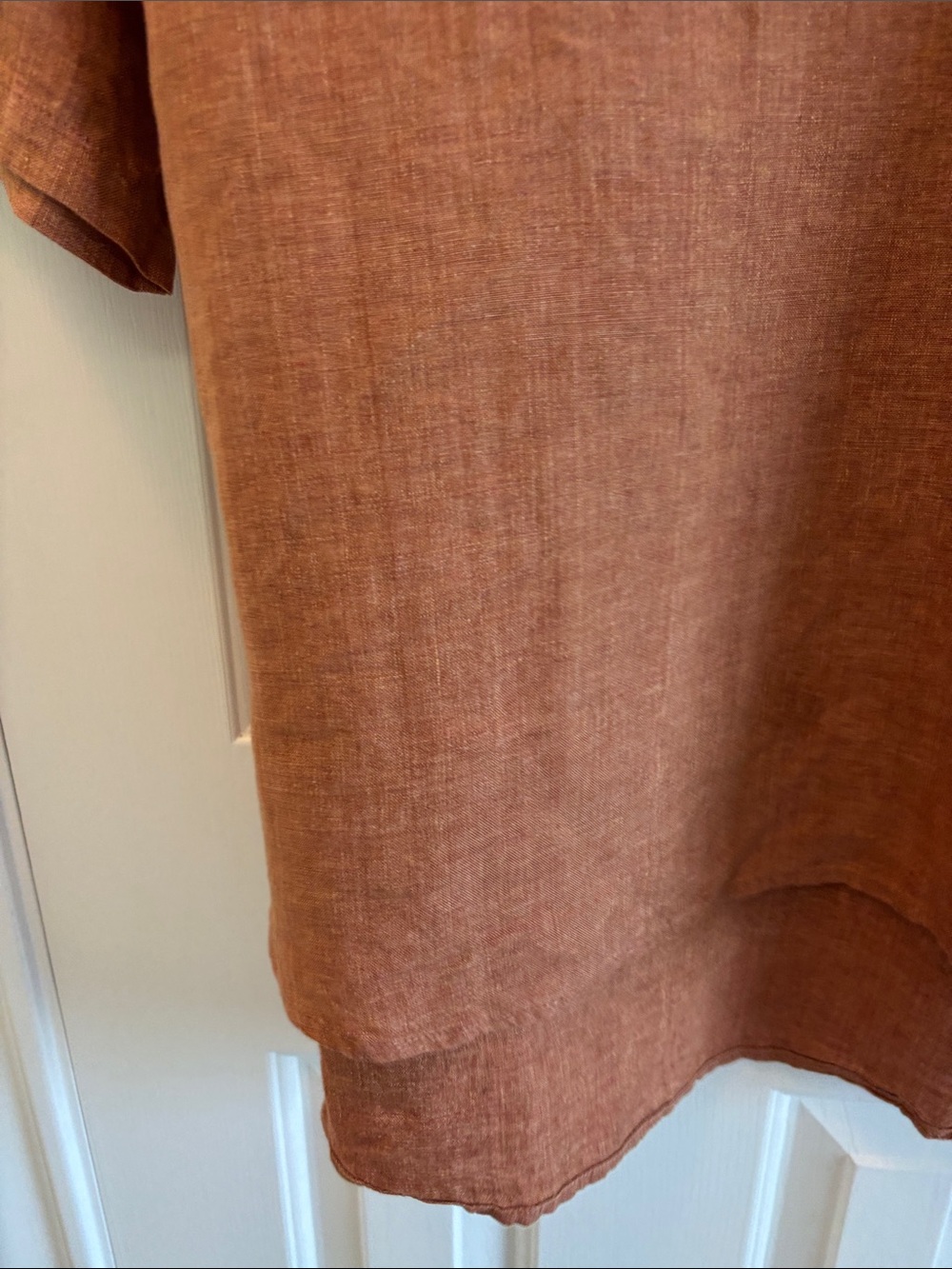 Eileen Fisher Rust Linen Boxy Short-Sleeve Top - Picture 7 of 8
